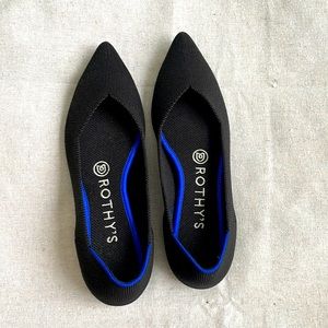 Rothy’s black point toe flats, womens size 6.5